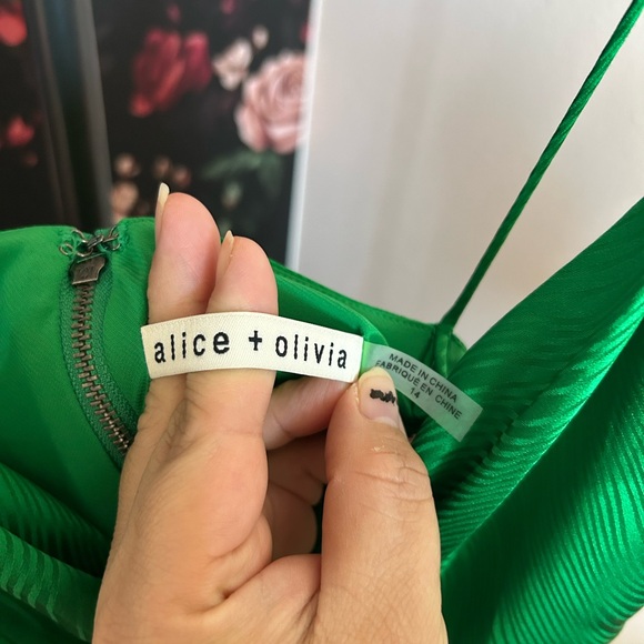 Alice + Olivia Emerald Green Satin Maxi Slip Dress - Picture 4 of 5